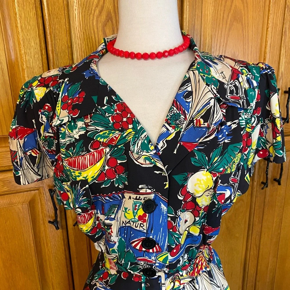 RETROSPEC’D “EVITA” FORTIES RAYON PEARL HABOR DRESS PINUP VINTAGE STYLE - Picture 6 of 13